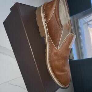 Uwezo Men's Brown Slip-On Casual‎ Comfort Shoe with Fur Texture, Round Toe